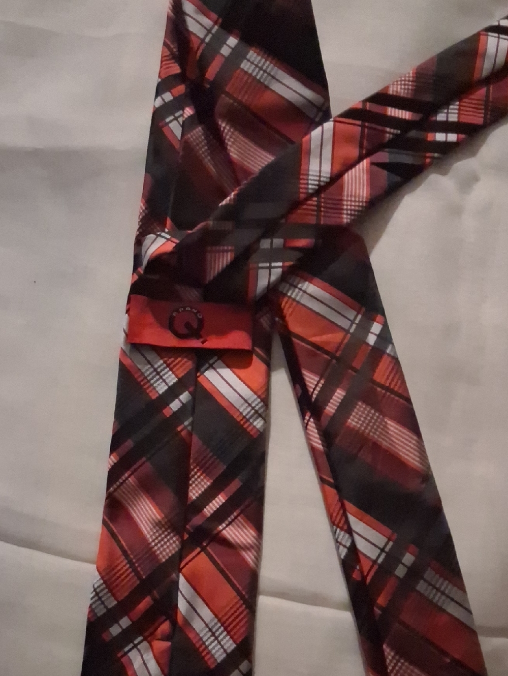 Men's Red Plaid Tie - Classic Red and Black Pattern